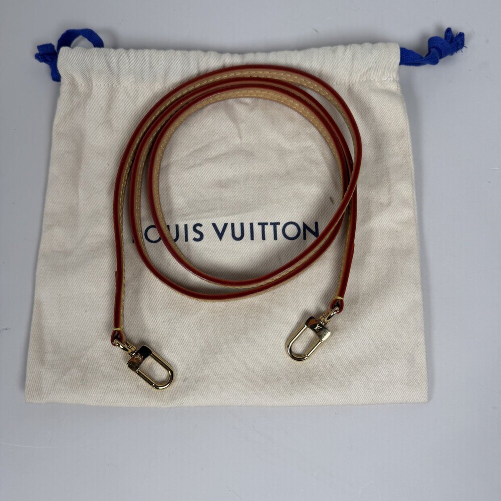 Louis Vuitton Vachetta Leather Thin Crossbody Bag Strap Gold Hardware W/Dust Bag